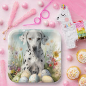 Dalmatiër met paaseieren papieren bordje (Feest)