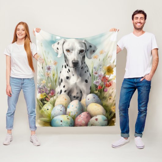 Dalmatiër met Pasen Eieren Fleece Deken (In situ)