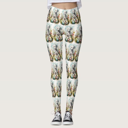 Dalmatiër met Pasen Eieren Leggings (Voorkant)