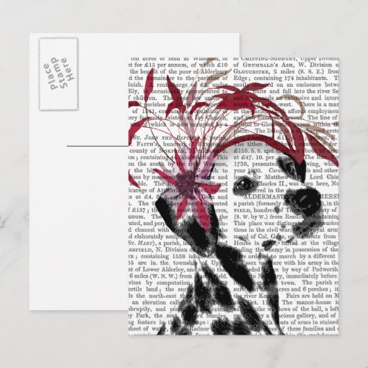 Dalmatiër met rode fascinator briefkaart (Voorkant / Achterkant)
