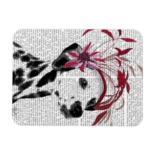 Dalmatiër met rode fascinator magneet (Horizontaal)