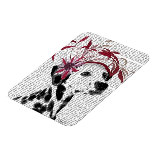 Dalmatiër met rode fascinator magneet (Linkerzijde)