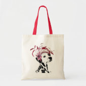 Dalmatiër met rode fascinator tote bag (Voorkant)