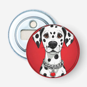 Dalmatiër met rode hart halsband button flesopener