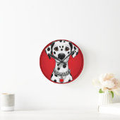 Dalmatiër met rode hart halsband ronde klok (Huis)