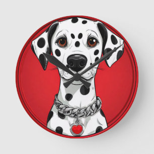 Dalmatiër met rode hart halsband ronde klok