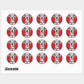 Dalmatiër met rode hart halsband ronde sticker (Vel)