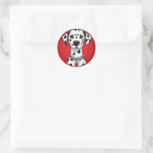 Dalmatiër met rode hart halsband ronde sticker (Tas)
