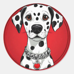 Dalmatiër met rode hart halsband ronde sticker