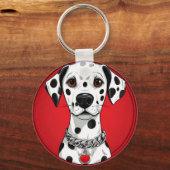 Dalmatiër met rode hart halsband sleutelhanger (Voorkant)