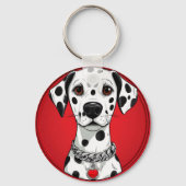 Dalmatiër met rode hart halsband sleutelhanger (Achterkant)