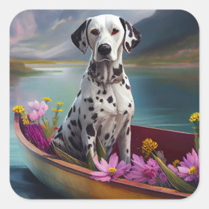 Dalmatiër op een peddel: Een landschapsavontuur Vierkante Sticker