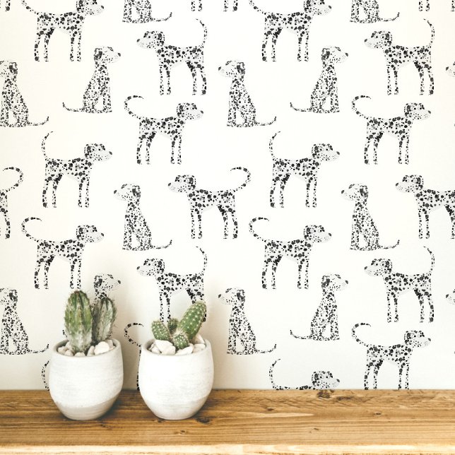 Dalmatiër patroon behang (Fun Dalmatian dog peel and stick art wallpaper for animal and pet lovers)