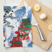 Dalmatiër rent in de sneeuw met kerstmuts theedoek (Quarter Fold)