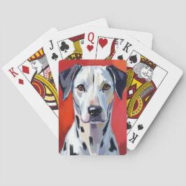 Dalmatiër | Schilderij Hond Huisdier Rood Pokerkaarten