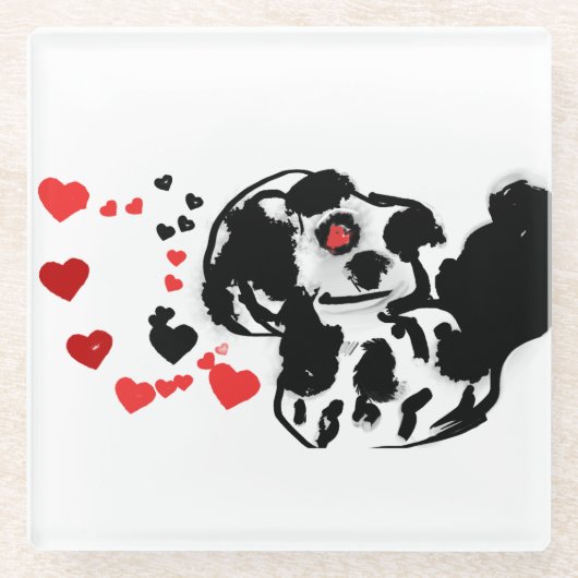 Dalmatiër stuurt liefde glazen onderzetter (Voorkant)