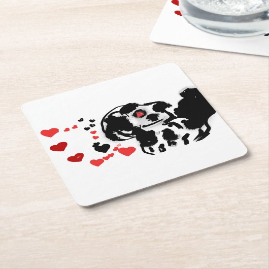 Dalmatiër stuurt liefde kartonnen onderzetters (Schuin)
