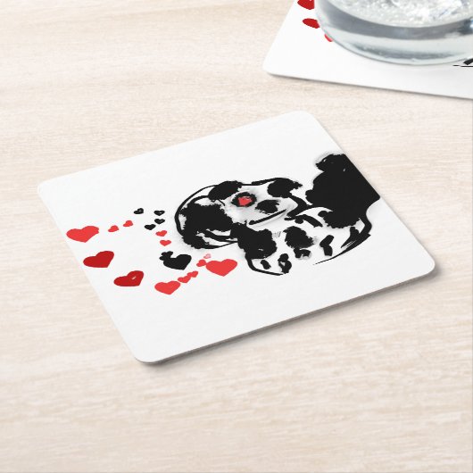 Dalmatiër stuurt liefde kartonnen onderzetters (Schuin)