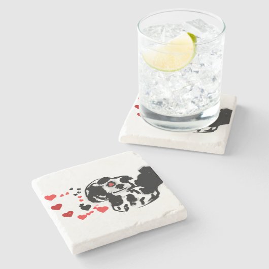 Dalmatiër stuurt liefde stenen onderzetter (Zijkant)