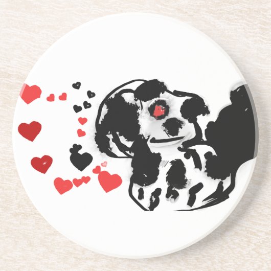 Dalmatiër stuurt liefde zandsteen onderzetter (Voorkant)