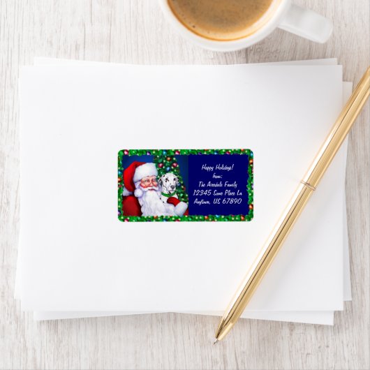 Dalmatiër van Santa op kerstlabels Etiket (Insitu)