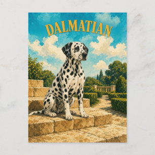 Dalmatiër, Vintage Waterverf Honden Kunst Briefkaart