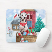 Dalmatiërhond in sneeuw Kersthondenhok Muismat (Met muis)