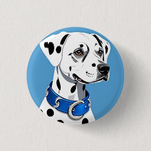 Dalmatiërhond Portret Met Blauwe Halsband Ronde Button 3,2 Cm