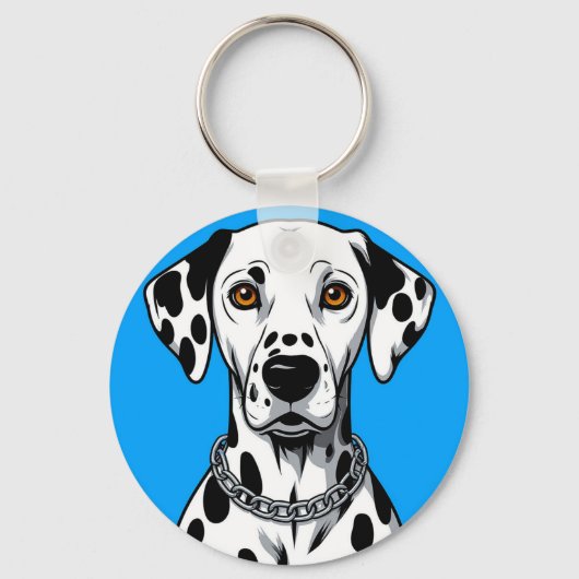 Dalmatiërhond Portret met Levendige Achtergrond Sleutelhanger (Voorkant)