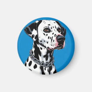 Dalmatiërhond Portret Tegen Blauwe Achtergrond Magneet