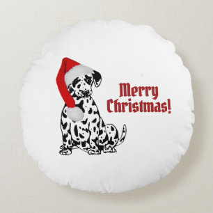 Dalmatiërhond Rood Brei Muts Kerstmis Rond Kussen