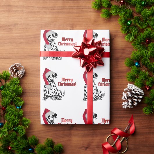Dalmatiërhond Rood Mutsje Prettig Kerstfeest Cadeaupapier (Feestdagen Geschenken)