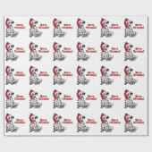 Dalmatiërhond Rood Mutsje Prettig Kerstfeest Cadeaupapier (Vlak)