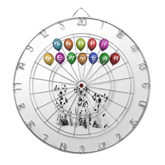 Dalmatiërs die gelukkig nieuwjaar 2016 wensen dartbord (Voorkant)