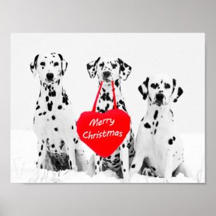 Dalmatiërs die vrolijk kerstfeest poster wensen