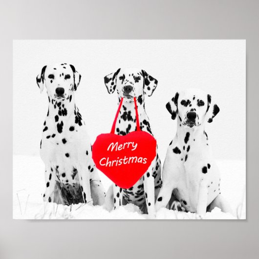 Dalmatiërs die vrolijk kerstfeest poster wensen (Voorkant)