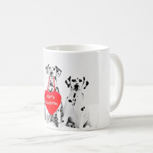 Dalmatiërs die vrolijke kerst mok wensen (Voorkant rechts)