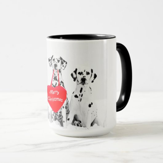 Dalmatiërs die vrolijke kerst mok wensen (Voorkant rechts)