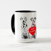 Dalmatiërs die vrolijke kerst mok wensen (Voorkant links)