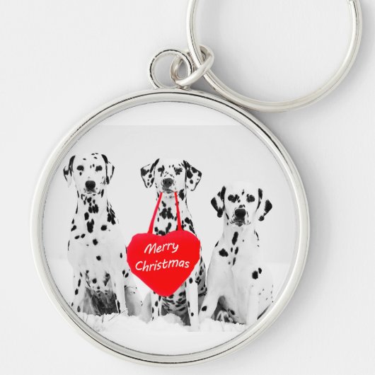Dalmatiërs die vrolijke kerst sleutelhanger wensen (Voorkant)