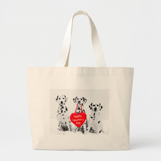 Dalmatiërs Hondenhart Gelukkige Valentijnsdag Grote Tote Bag (Voorkant)