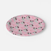 Dalmatiërs Puppies Zwarte Spots Roze Speelgoed Bal Papieren Bordje (Gekanteld)