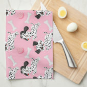 Dalmatiërs Puppies Zwarte Spots Roze Speelgoed Bal Theedoek (Quarter Fold)