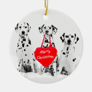 Dalmatiërs Wishing Merry Christmas Heart Ornament