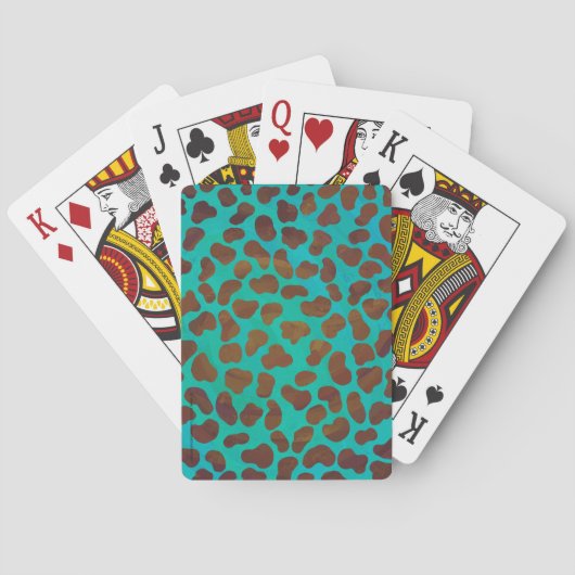 Dalmatiner Bruin en Teal Print Speelkaarten (Achterkant)