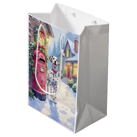 Dalmatiner Festivale Brievenbus Kerst Kunst Medium Cadeauzakje (Voorkant Gekanteld)