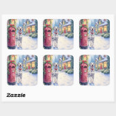 Dalmatiner Festivale Brievenbus Kerst Kunst Vierkante Sticker (Vel)