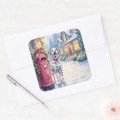 Dalmatiner Festivale Brievenbus Kerst Kunst Vierkante Sticker (Envelop)