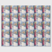 Dalmatiner Festiviteitspostbus Kerst Kunst Cadeaupapier (Vlak)
