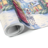 Dalmatiner Festiviteitspostbus Kerst Kunst Cadeaupapier (Rol Hoek)